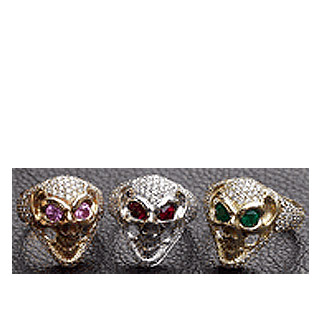 Small Good Luck Skull 18K Pave (R, Y, W,)
