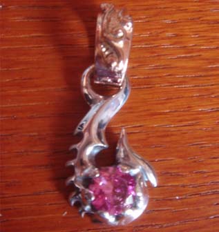 Custom Fish Hook w/Stone w/18K Pink Gold Bail