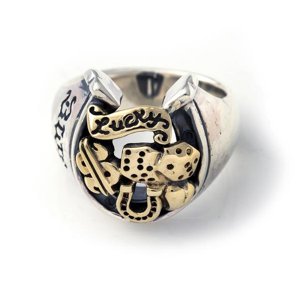 10K Yellow Gold Cubic Zirconia Horseshoe & Horse Head Ring