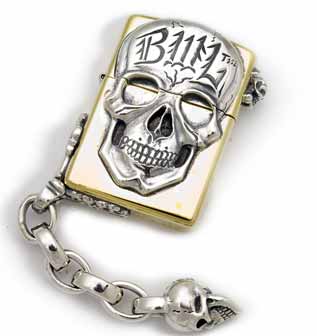 CL Skull (Brass Zippo) w/Chain Links & VS Corner