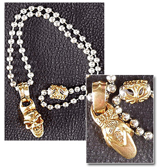 18k Good Luck Skull w/Ball Chain (Red, Yellow, White) 18k Good Luck Skull w/Ball Chain (Red, Yellow, White)