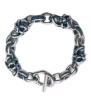 Mid Good Luck Skull/Chain Bracelet