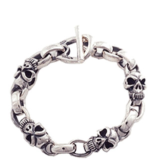Half Skull Chain Bracelet (7, 8, 9, Inch) LTD, 99 Half Skull Chain Bracelet (7, 8, 9, Inch) LTD, 99