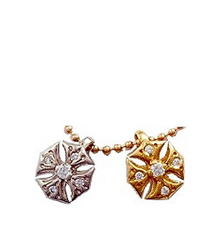 18k Gothic Cross Charm Pave (Red, Yellow, White)