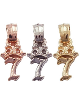 18k Number Crown Pendant (Red, Yellow, White) 18k Number Crown Pendant (Red, Yellow, White)