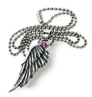 Wing w/stone w/2mm ball chain (specifi Left or Right)